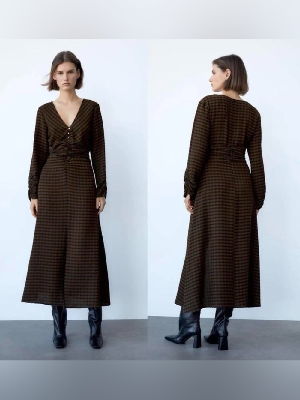 Zara checkered Midi dress
